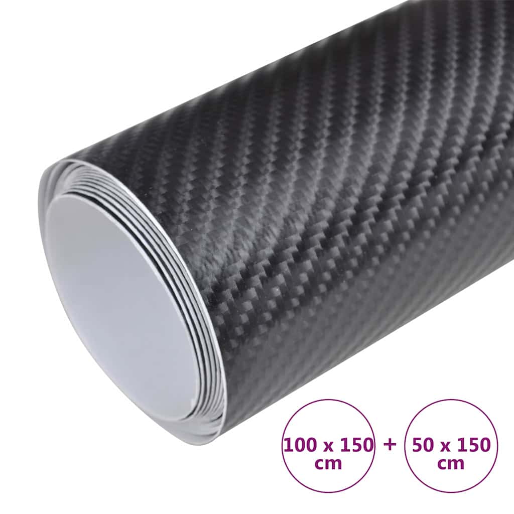 Autofolien 2 Stück 4D Schwarz 100x150 cm + 50x150 cm