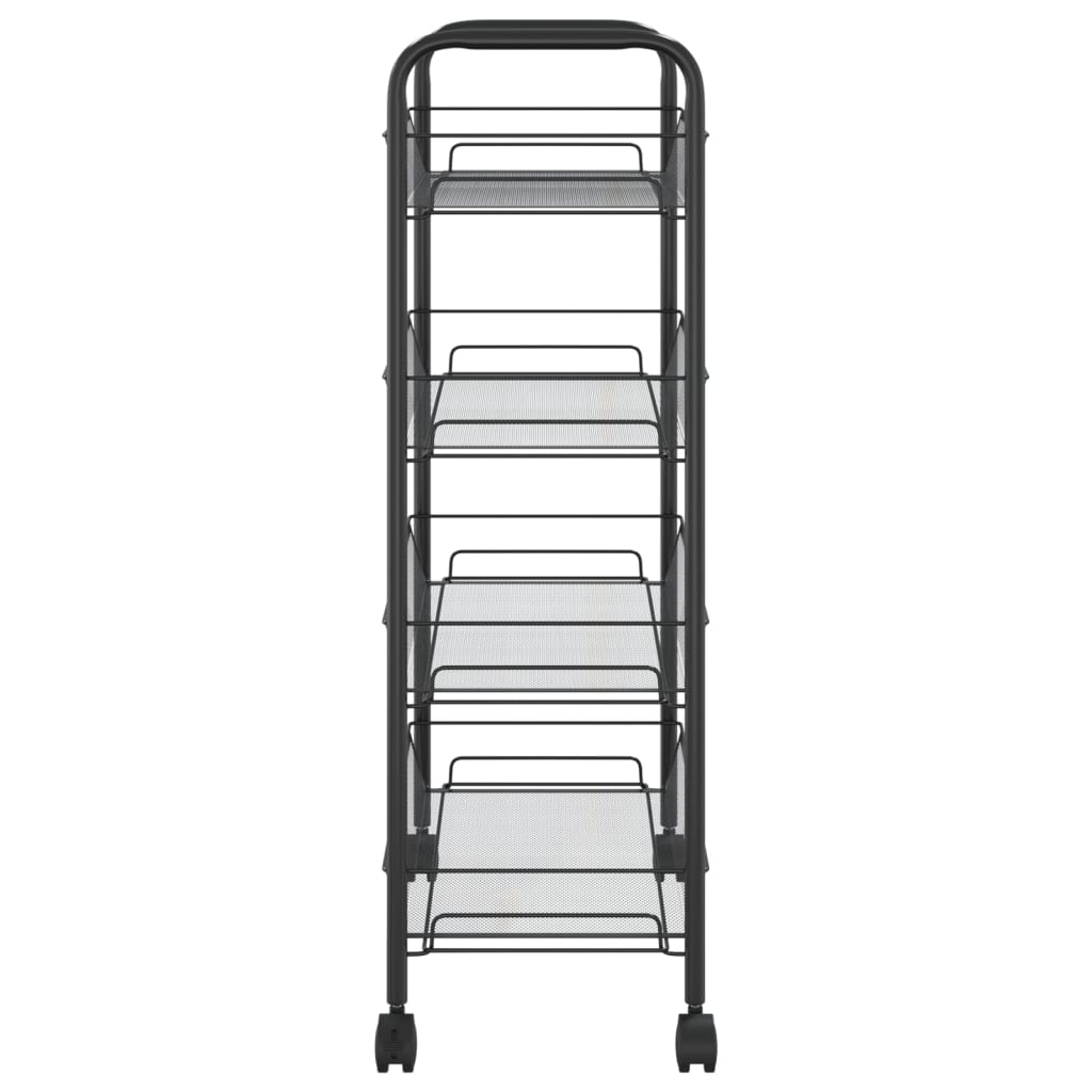 Kitchen trolley 4 levels black 46x26x85 cm iron