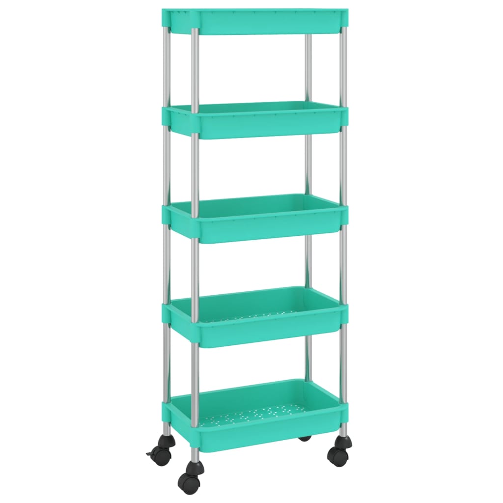 Kitchen trolley 5 levels turquoise 42x29x128 cm iron and ABS
