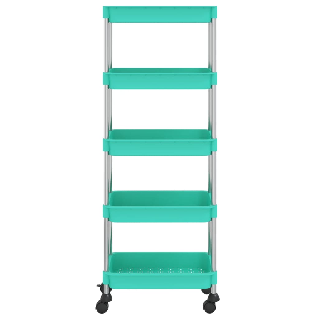 Kitchen trolley 5 levels turquoise 42x29x128 cm iron and ABS