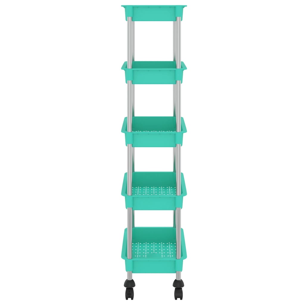 Kitchen trolley 5 levels turquoise 42x29x128 cm iron and ABS