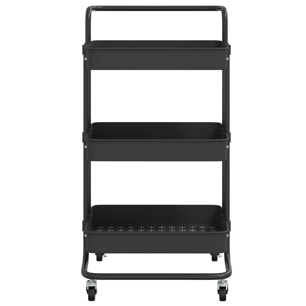 Kitchen trolley 3 levels black 42x35x85 cm iron and ABS