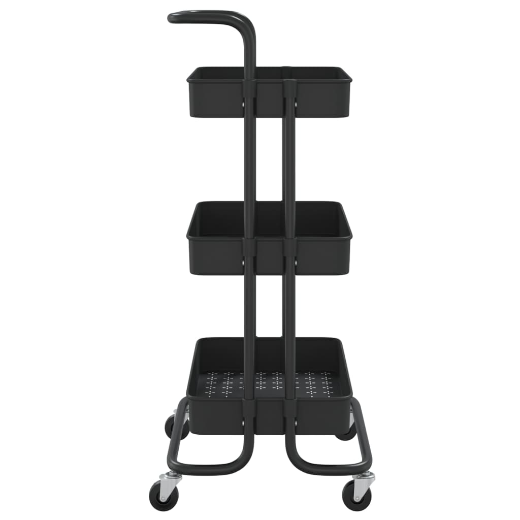 Kitchen trolley 3 levels black 42x35x85 cm iron and ABS