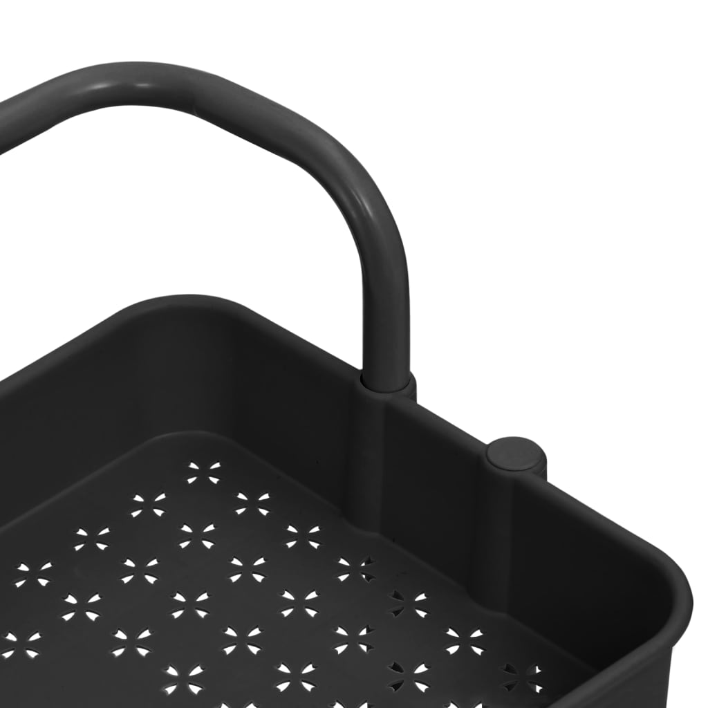 Kitchen trolley 3 levels black 42x35x85 cm iron and ABS