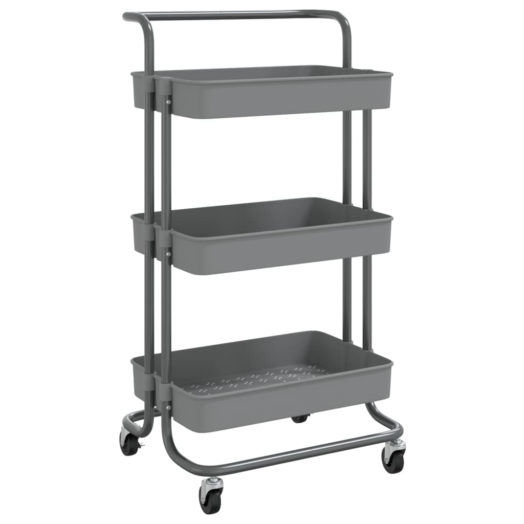 Kitchen trolley 3 levels grey 42x35x85 cm iron and ABS