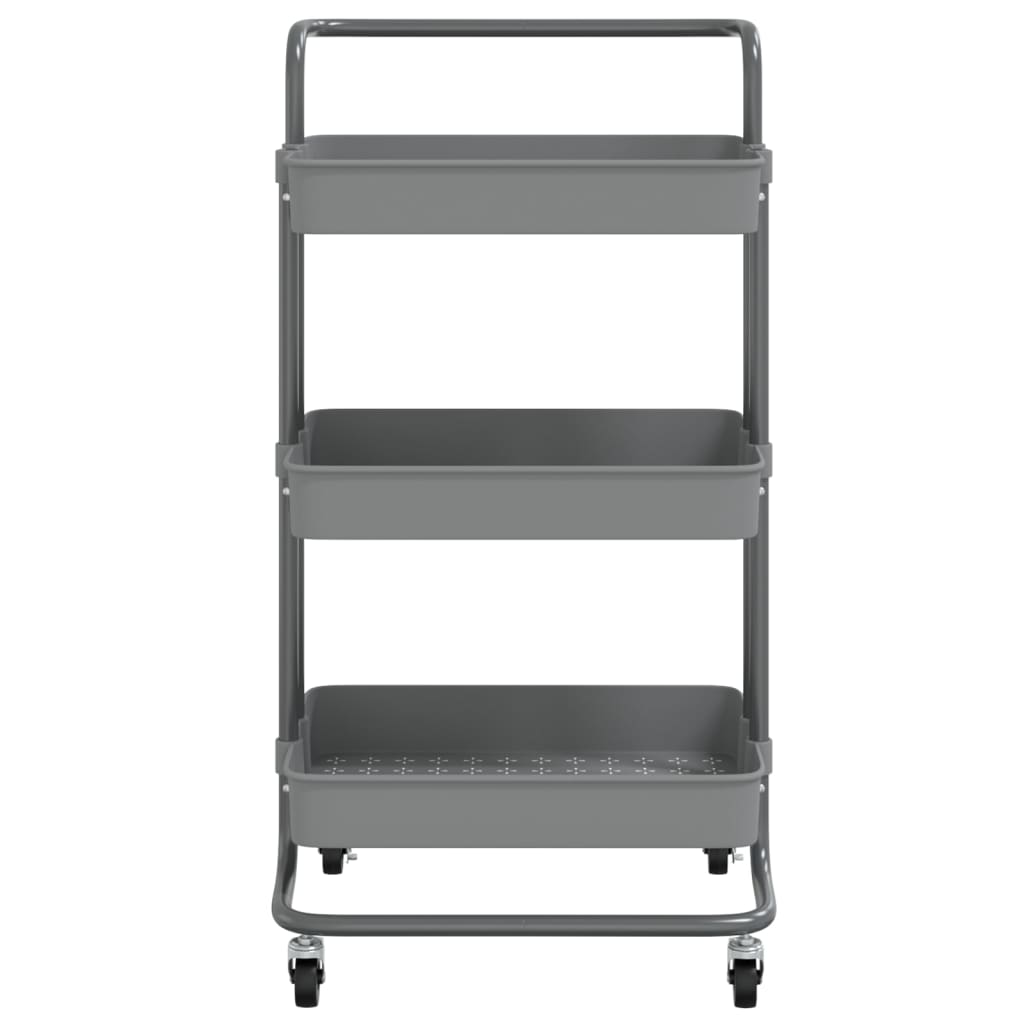 Kitchen trolley 3 levels grey 42x35x85 cm iron and ABS