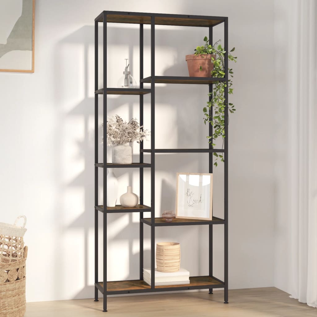 Bookshelf 80x30x180 cm steel and wood material