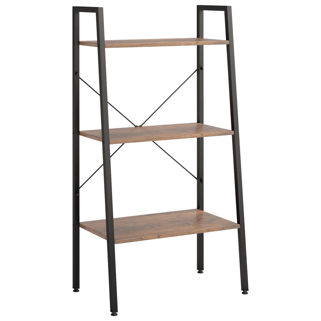 Étagère autoportante à 3 niveaux, marron foncé et noir, 56 x 35 x 108 cm