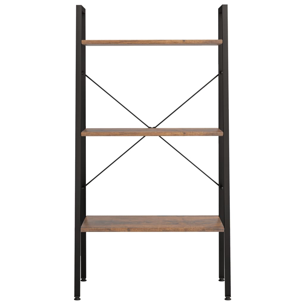 Étagère autoportante à 3 niveaux, marron foncé et noir, 56 x 35 x 108 cm