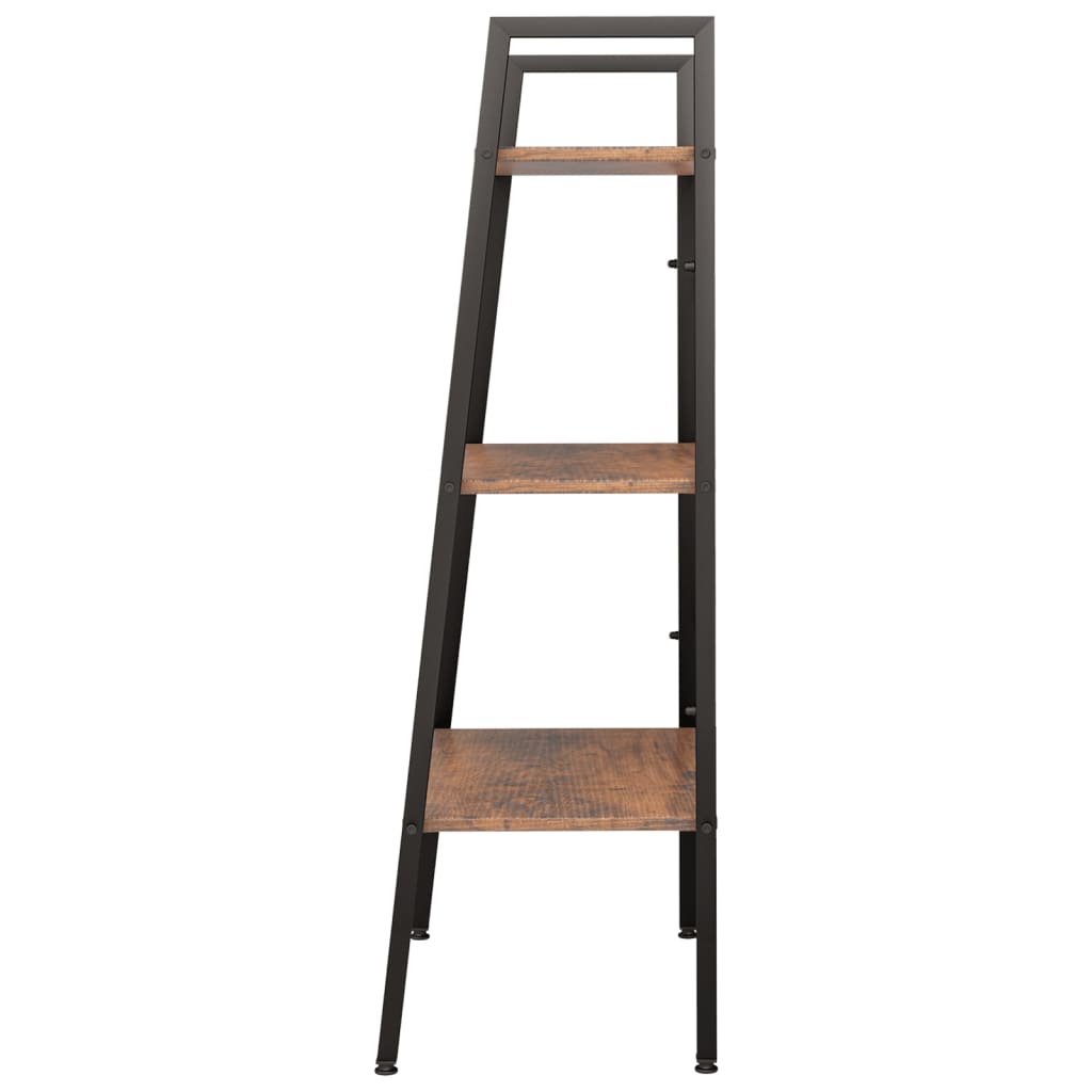 Étagère autoportante à 3 niveaux, marron foncé et noir, 56 x 35 x 108 cm