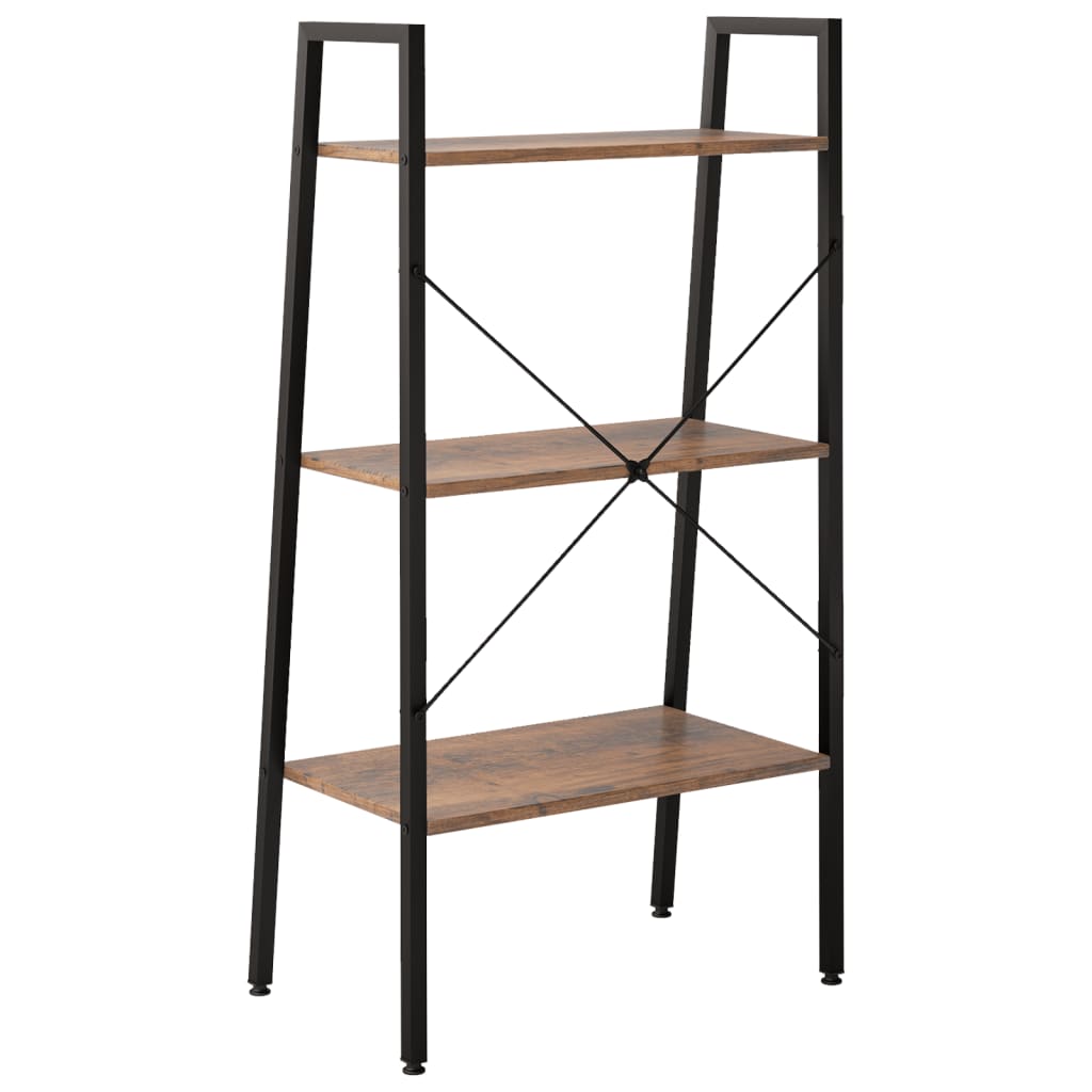 Étagère autoportante à 3 niveaux, marron foncé et noir, 56 x 35 x 108 cm