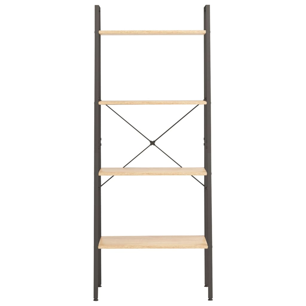 Étagère autoportante à 4 niveaux, marron clair et noir, 56 x 35 x 140 cm