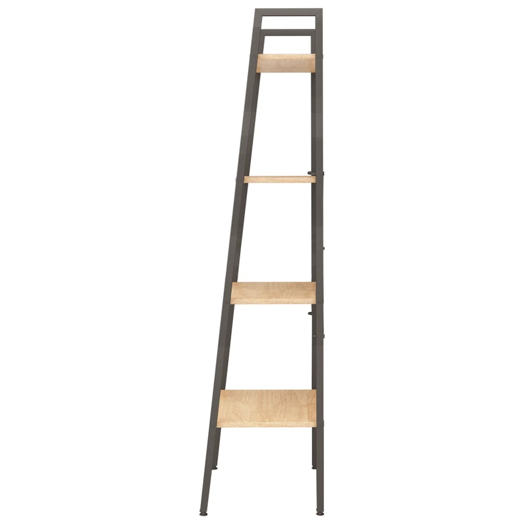 Étagère autoportante à 4 niveaux, marron clair et noir, 56 x 35 x 140 cm
