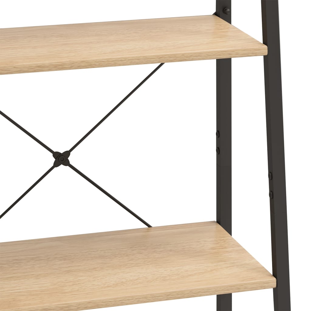 Étagère autoportante à 4 niveaux, marron clair et noir, 56 x 35 x 140 cm