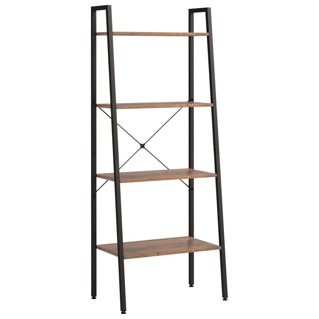Étagère autoportante à 4 niveaux, marron foncé et noir, 56 x 35 x 140 cm