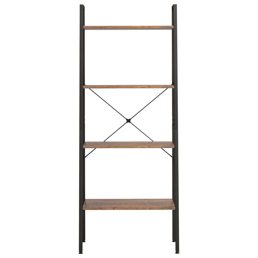 Étagère autoportante à 4 niveaux, marron foncé et noir, 56 x 35 x 140 cm