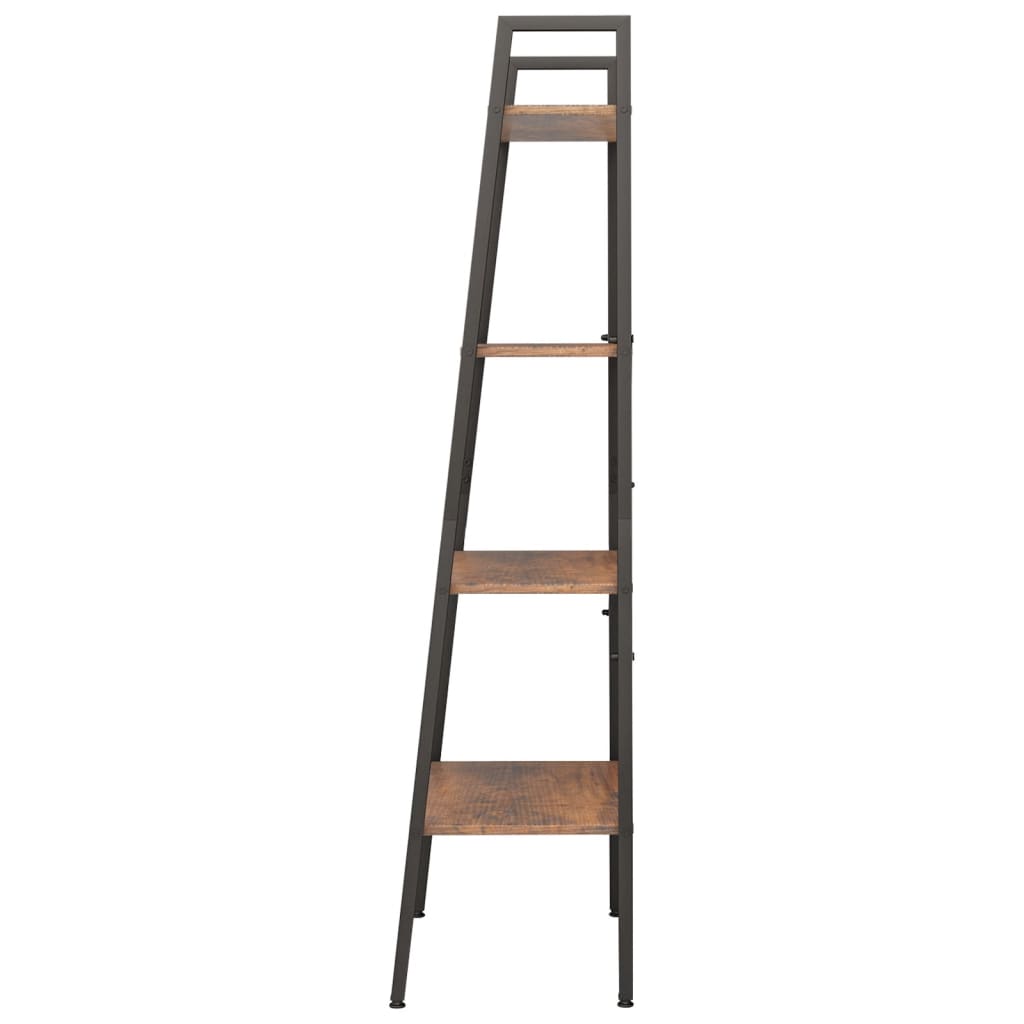 Étagère autoportante à 4 niveaux, marron foncé et noir, 56 x 35 x 140 cm