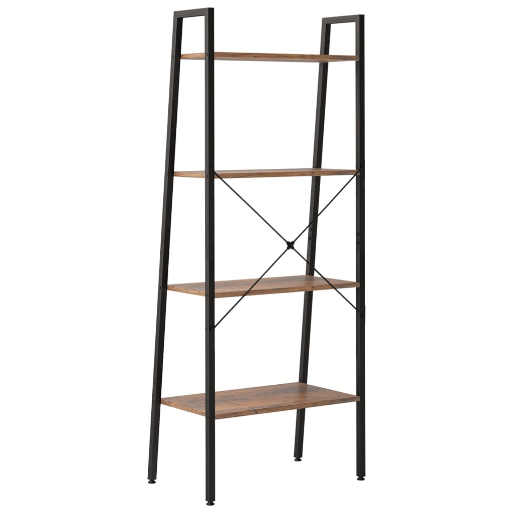 Étagère autoportante à 4 niveaux, marron foncé et noir, 56 x 35 x 140 cm