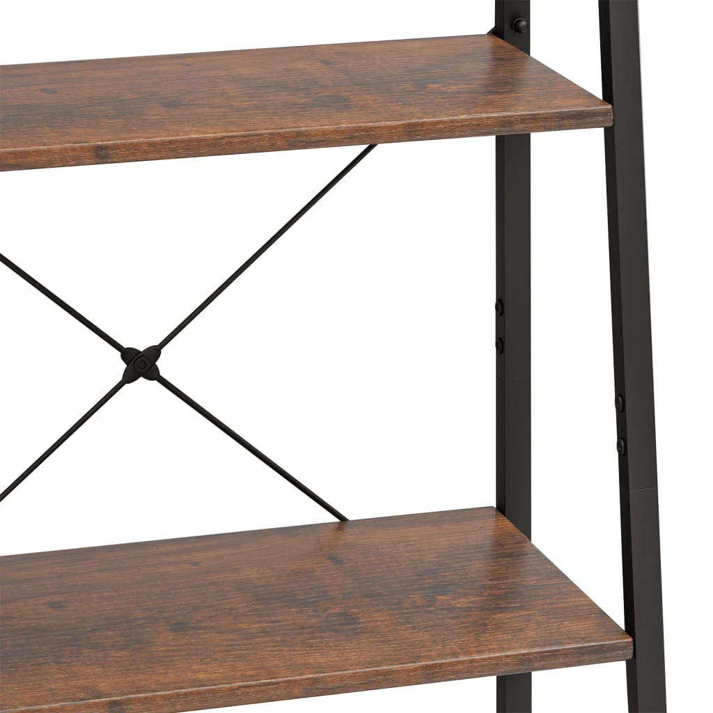 Étagère autoportante à 4 niveaux, marron foncé et noir, 56 x 35 x 140 cm