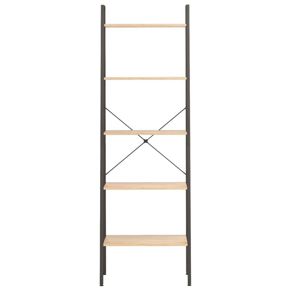 Étagère autoportante à 5 niveaux, marron clair et noir, 56 x 35 x 174 cm
