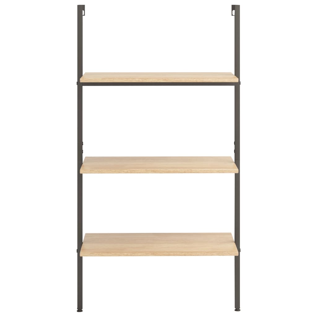 Leaning shelf with 3 shelves light brown and black 64x35x120.5 cm