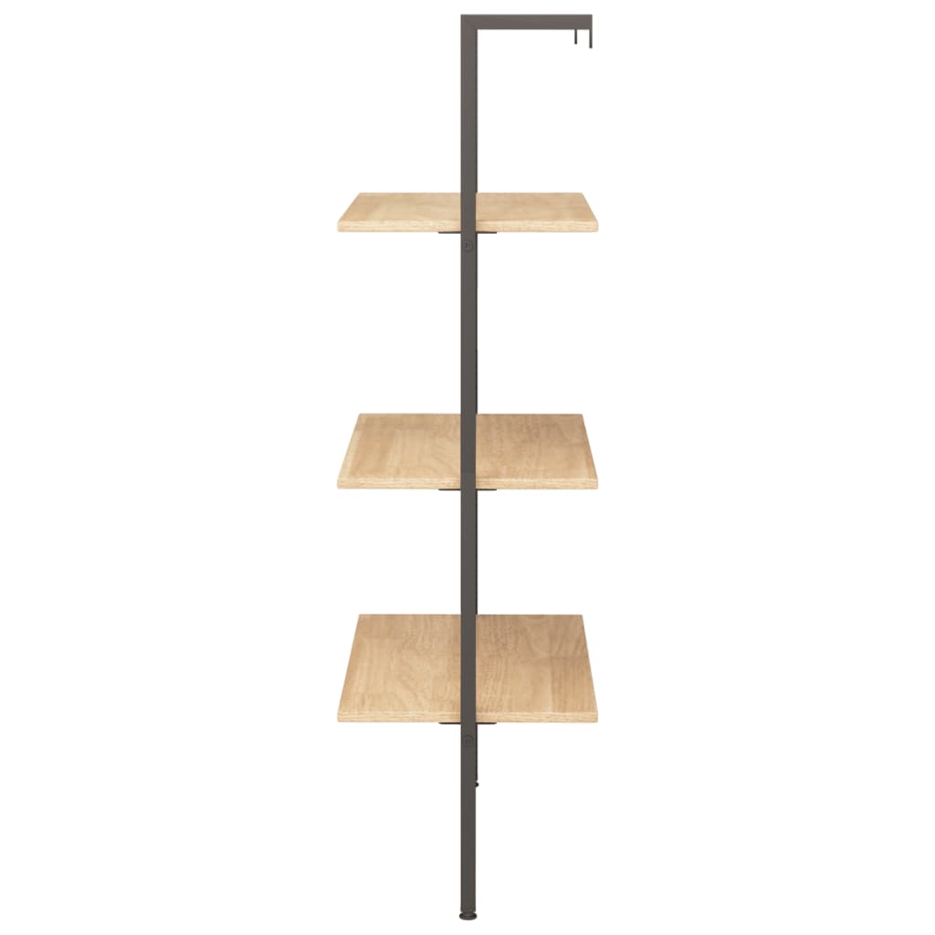 Leaning shelf with 3 shelves light brown and black 64x35x120.5 cm