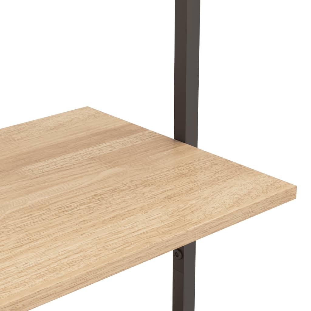 Leaning shelf with 3 shelves light brown and black 64x35x120.5 cm
