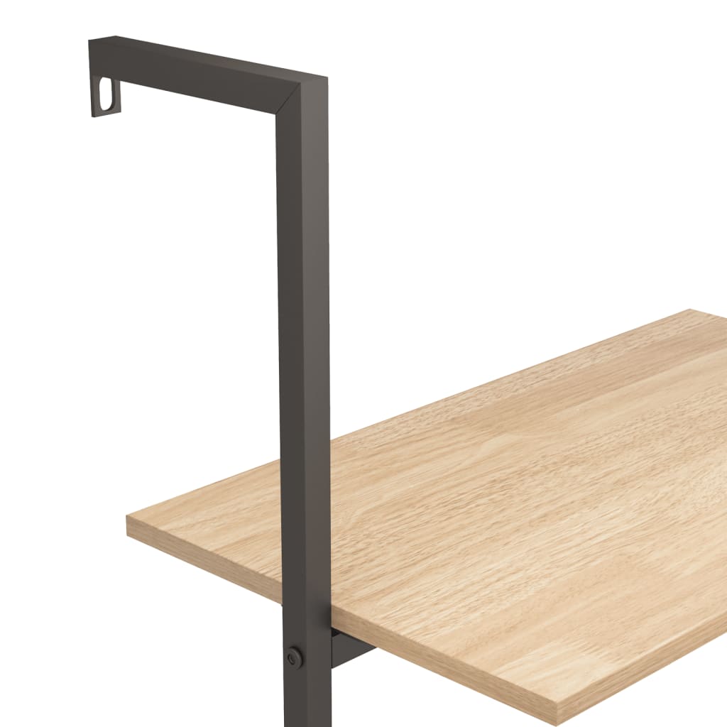Leaning shelf with 3 shelves light brown and black 64x35x120.5 cm