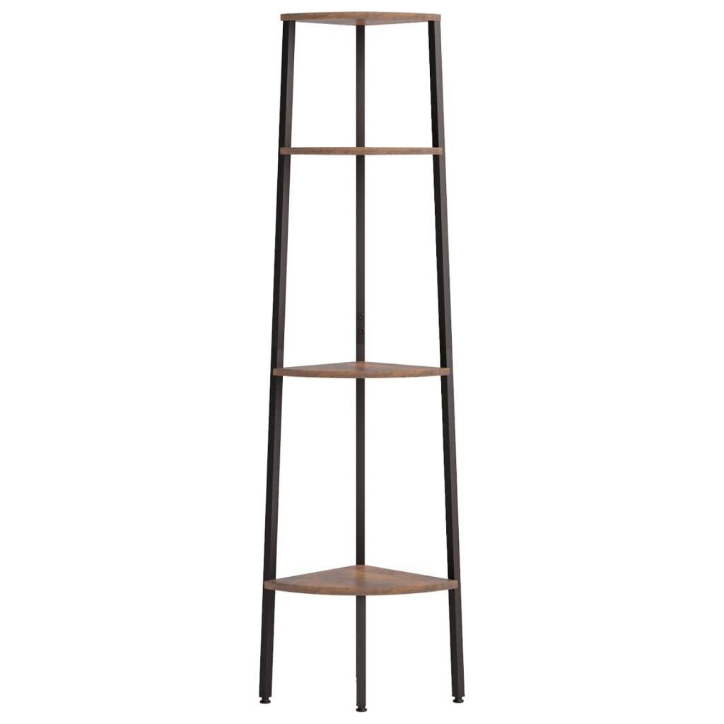 4-stöckiges Eckregal Dunkelbraun und Schwarz 45,5 x 31,5 x 150 cm