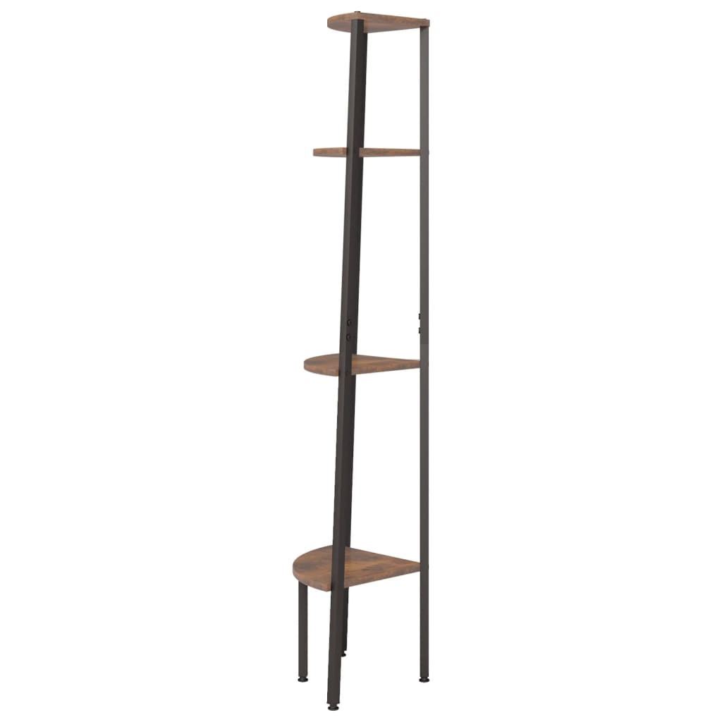 4-stöckiges Eckregal Dunkelbraun und Schwarz 45,5 x 31,5 x 150 cm