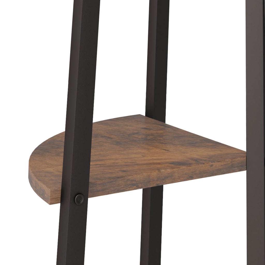 4-stöckiges Eckregal Dunkelbraun und Schwarz 45,5 x 31,5 x 150 cm