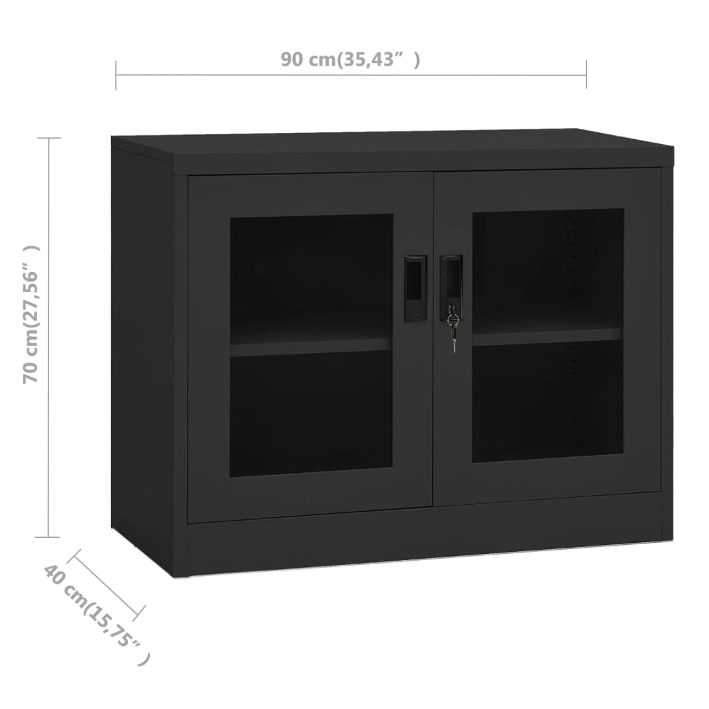Armoire de bureau anthracite 90x40x70 cm en acier