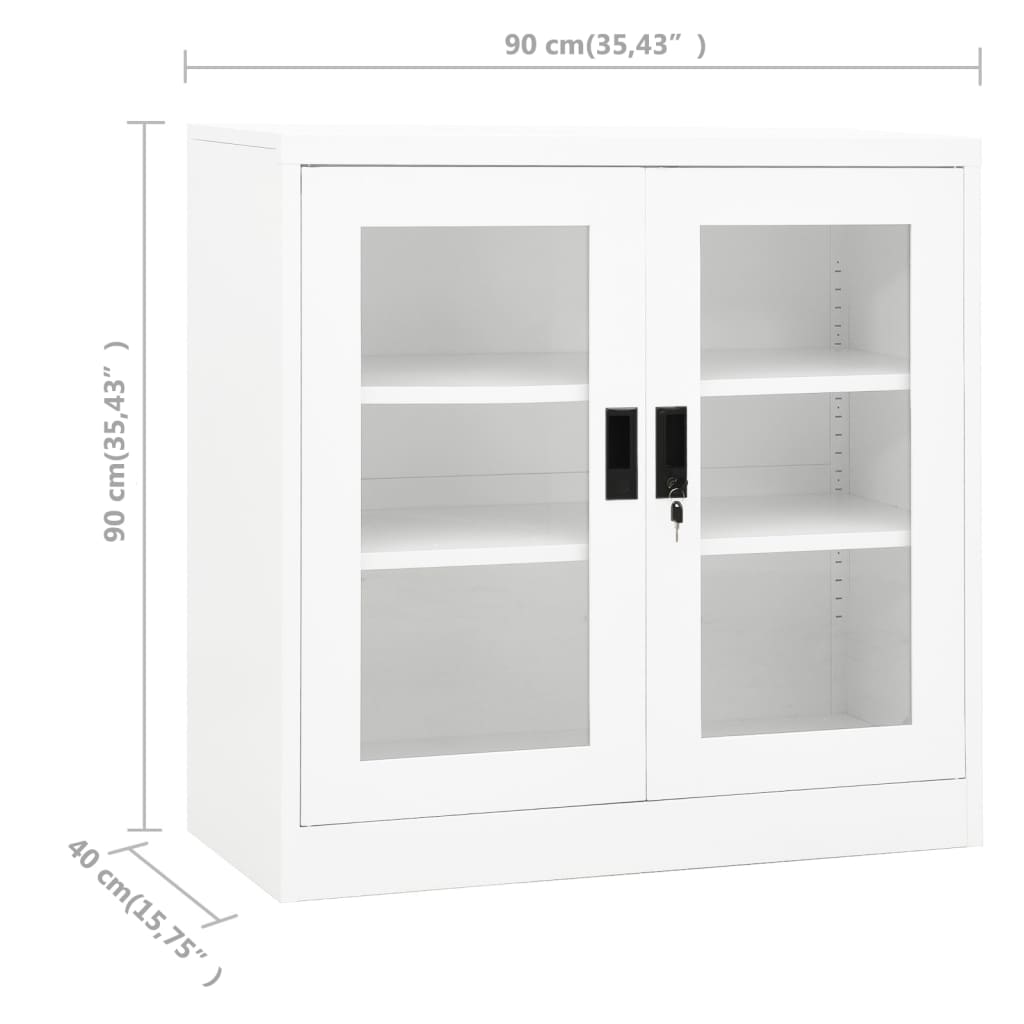 Office cabinet white 90x40x90 cm steel