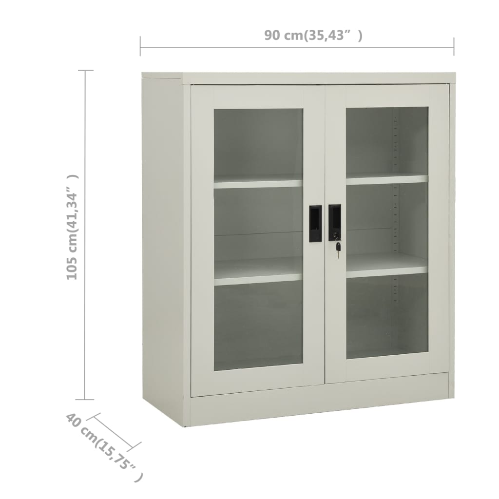 Office cabinet light grey 90x40x105 cm steel