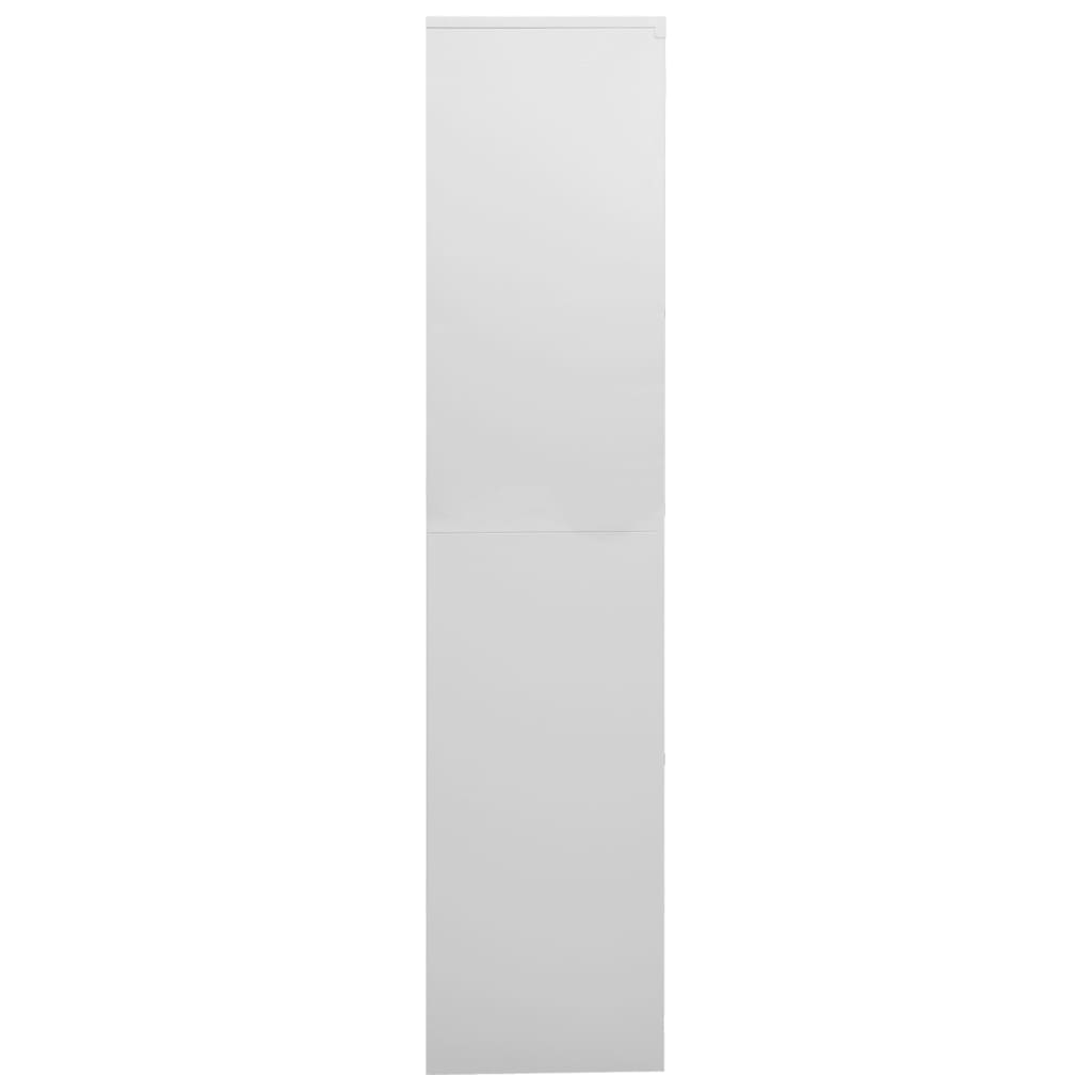 Armoire de bureau gris clair 90x40x180 cm en acier et verre trempé