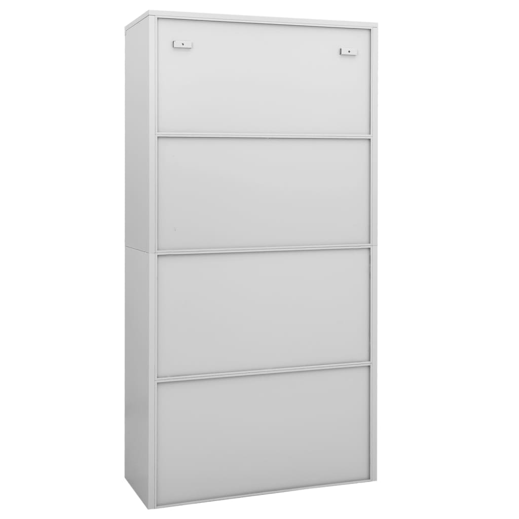 Armoire de bureau gris clair 90x40x180 cm en acier et verre trempé