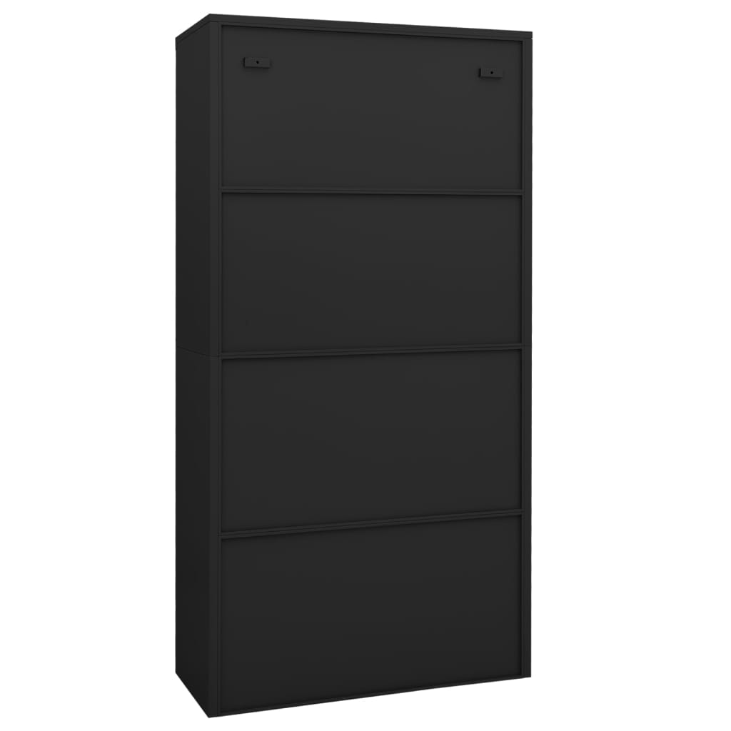 Armoire de bureau anthracite 90x40x180 cm en acier et verre trempé