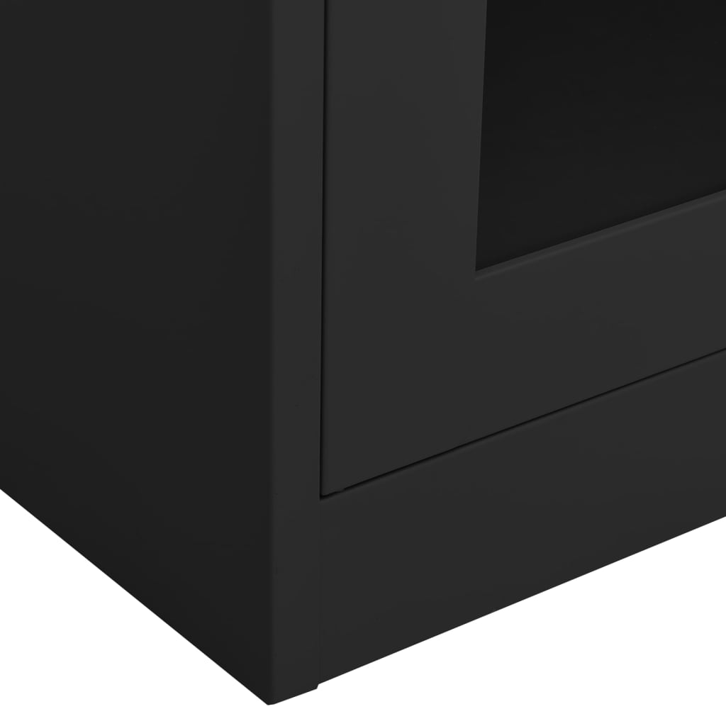 Armoire de bureau anthracite 90x40x180 cm en acier et verre trempé