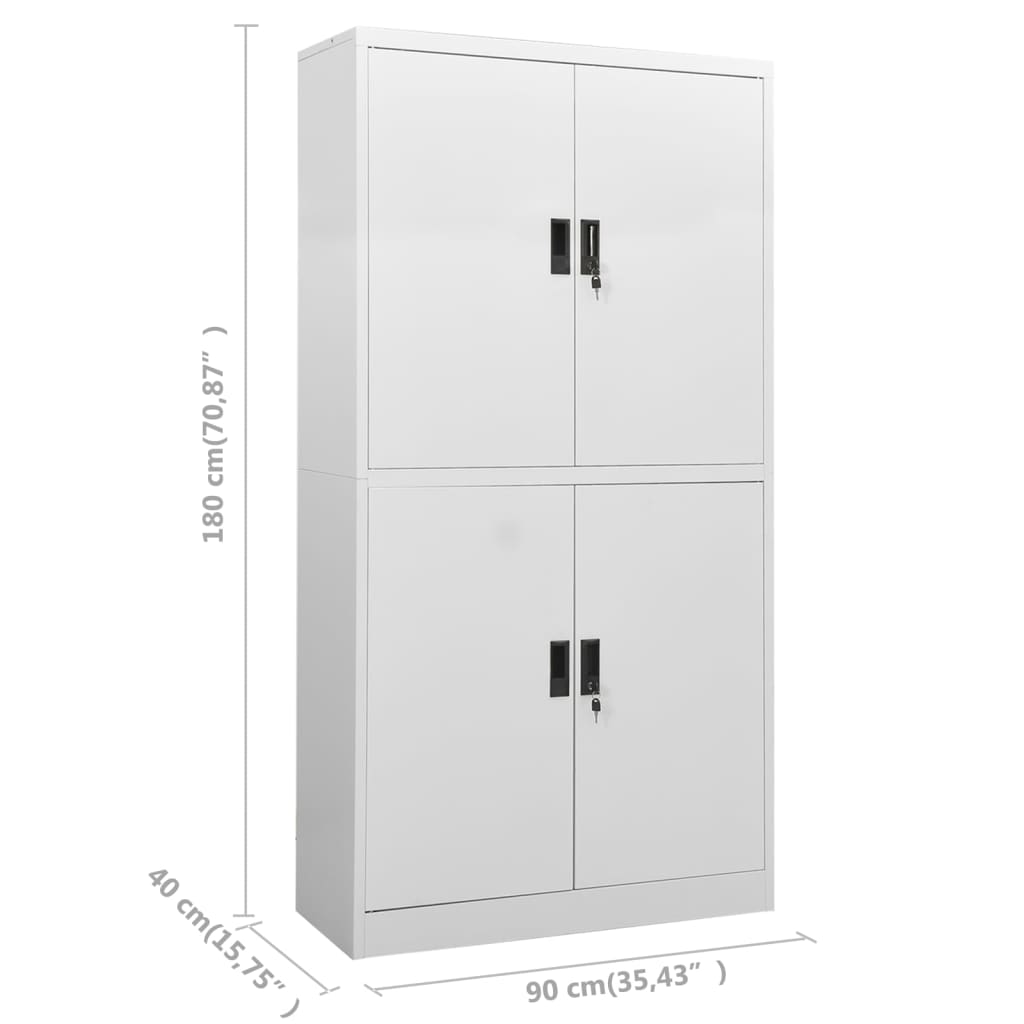Armoire de bureau gris clair 90x40x180 cm en acier