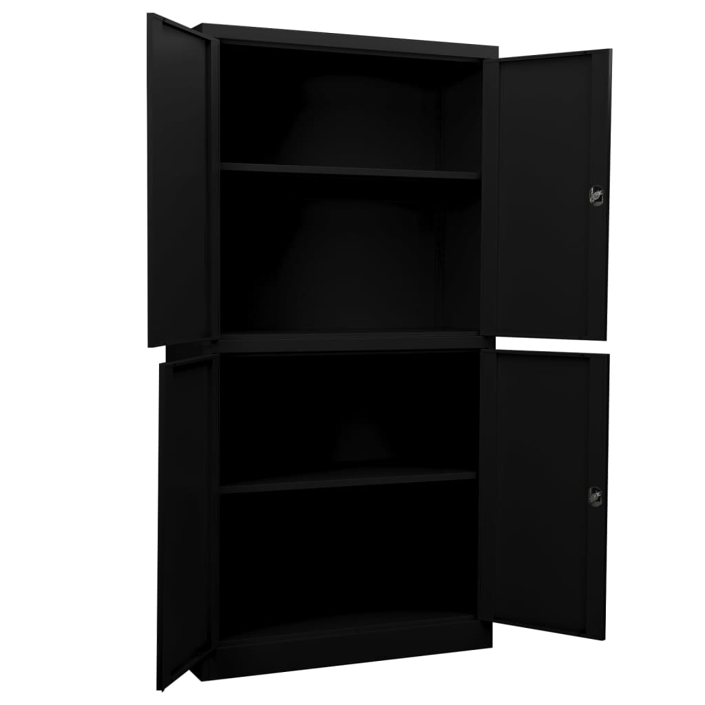 Büroschrank Schwarz 90x40x180 cm Stahl