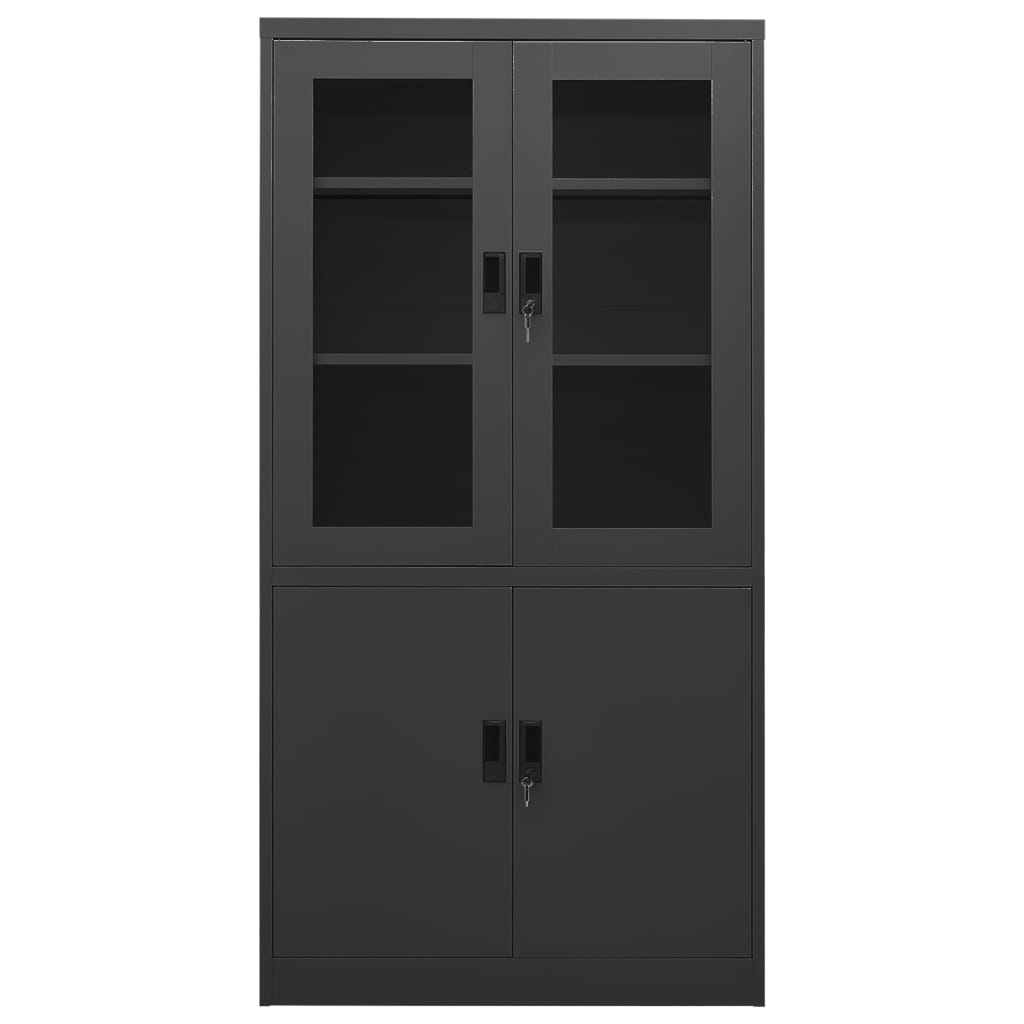 Armoire de bureau anthracite 90x40x180 cm en acier