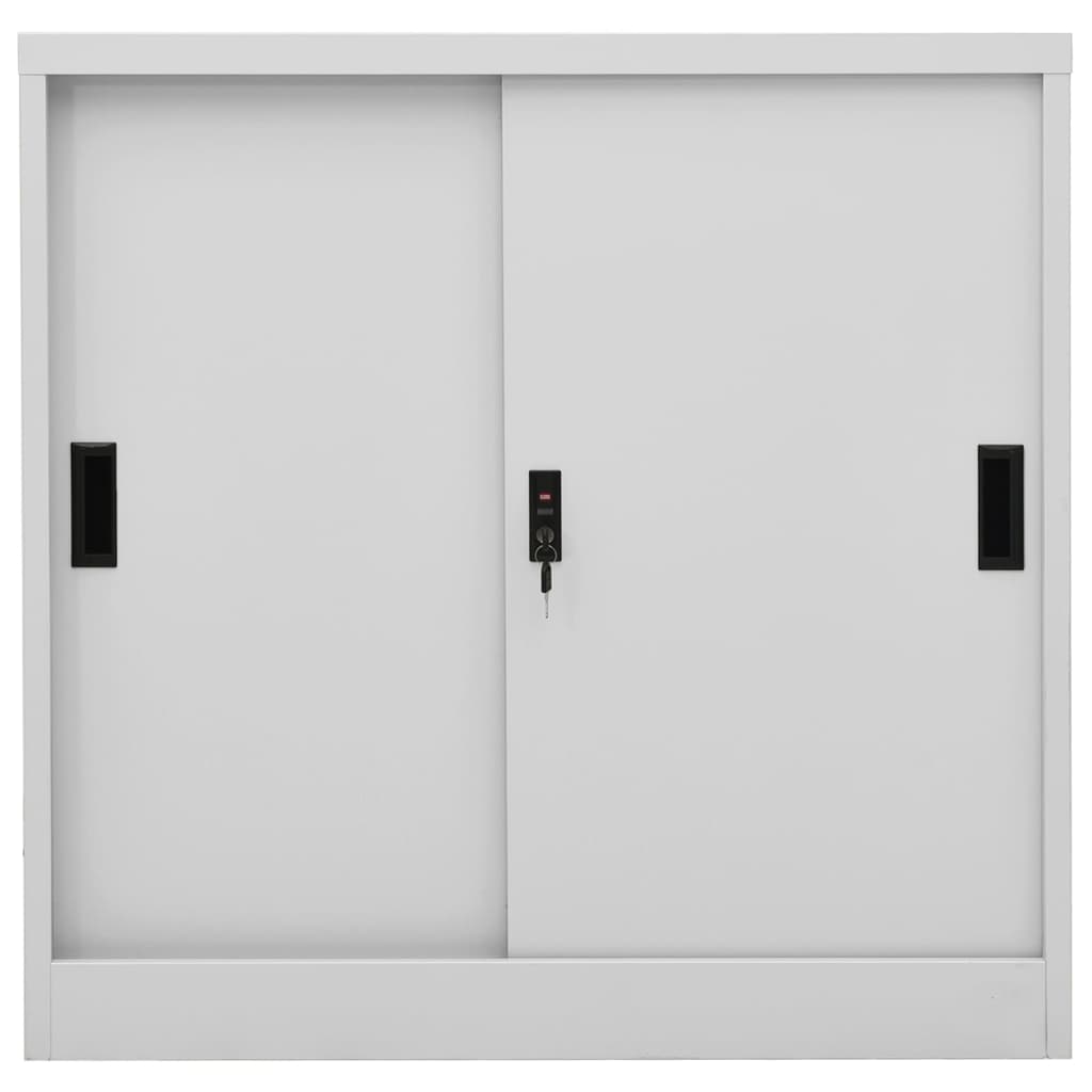 Armoire de bureau avec porte coulissante gris clair 90x40x90 cm en acier