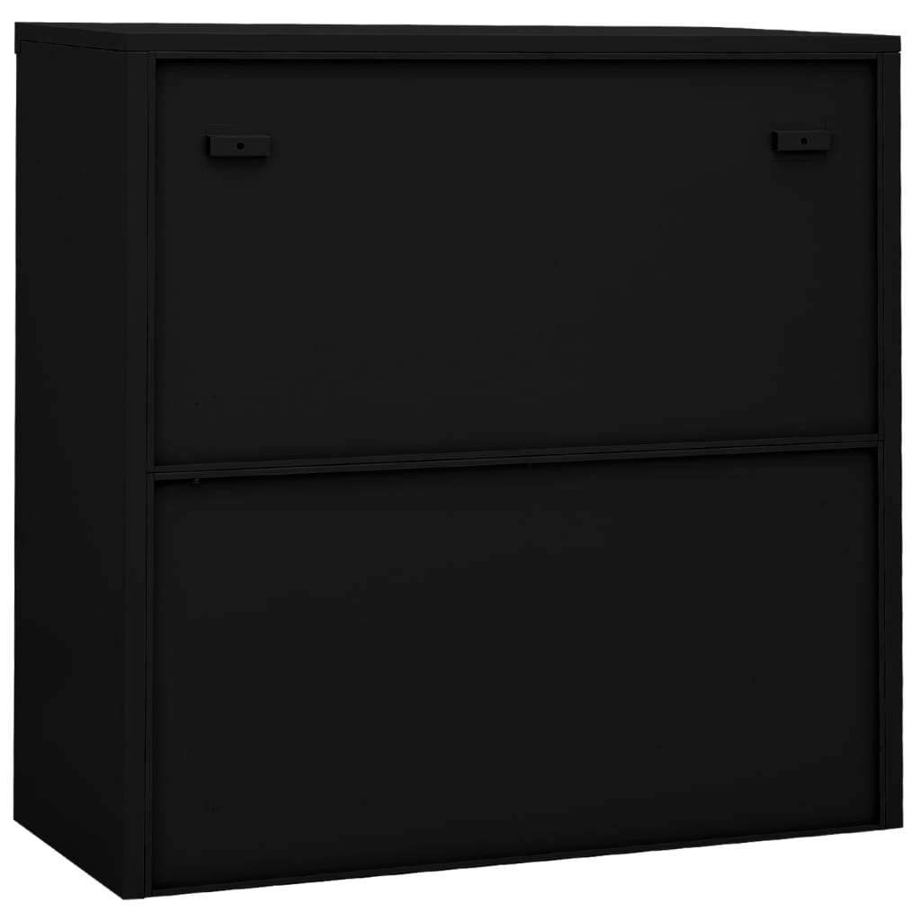 Armoire de bureau avec porte coulissante noire 90x40x90 cm en acier