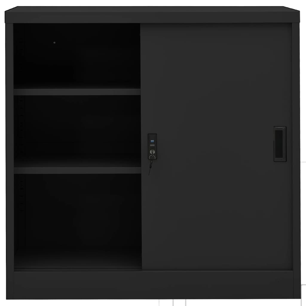 Armoire de bureau avec porte coulissante anthracite 90x40x90 cm acier