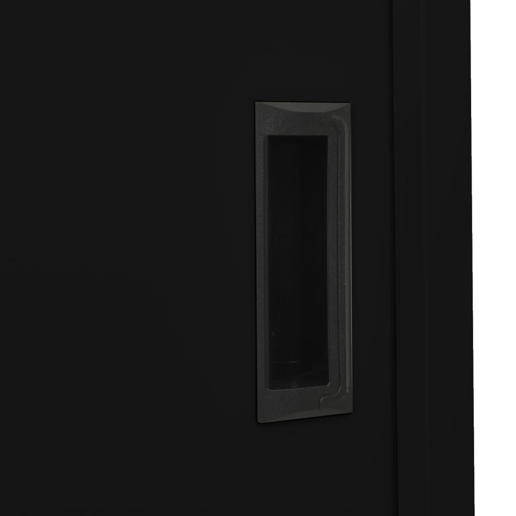 Armoire de bureau avec porte coulissante noire 90x40x180 cm en acier