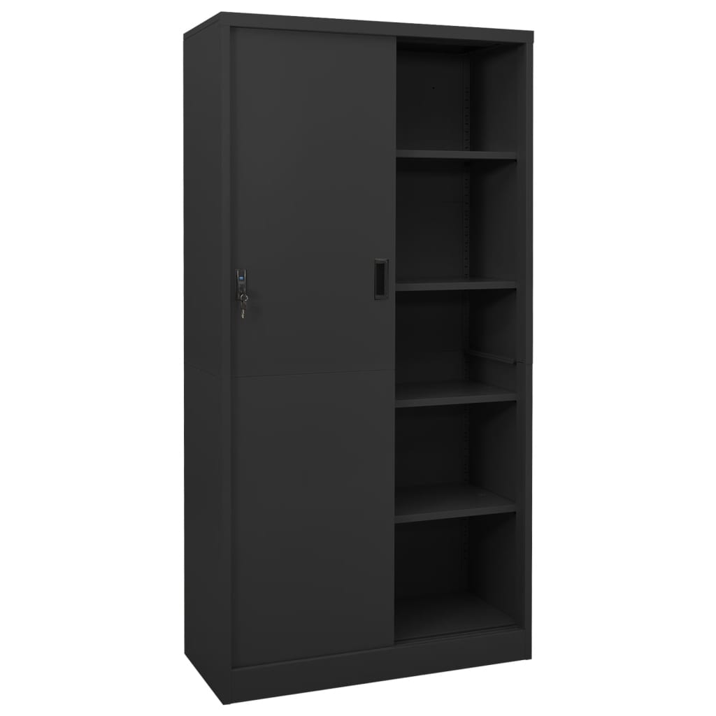 Armoire de bureau avec porte coulissante anthracite 90x40x180 cm acier