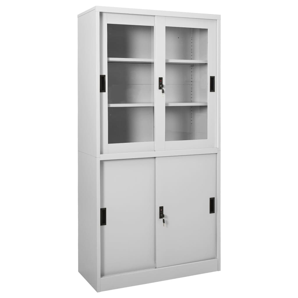 Armoire de bureau avec porte coulissante gris clair 90x40x180 cm en acier