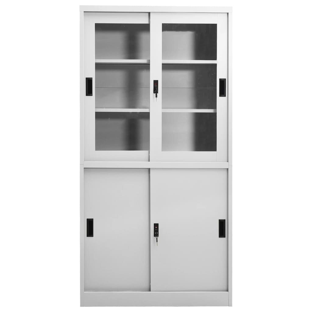 Armoire de bureau avec porte coulissante gris clair 90x40x180 cm en acier