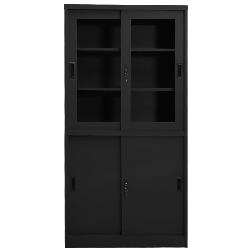 Armoire de bureau avec porte coulissante anthracite 90x40x180 cm acier
