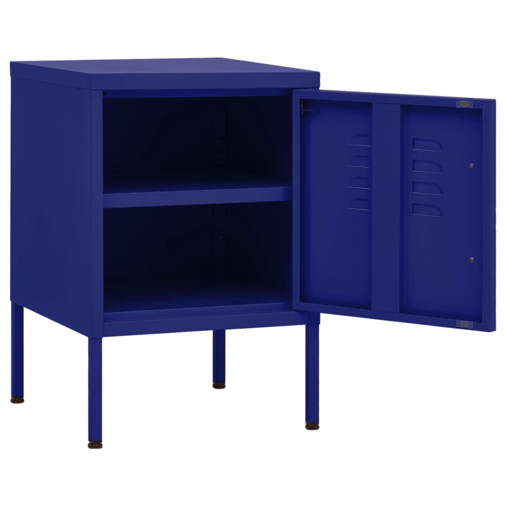 Bedside table navy blue 35x35x51 cm steel